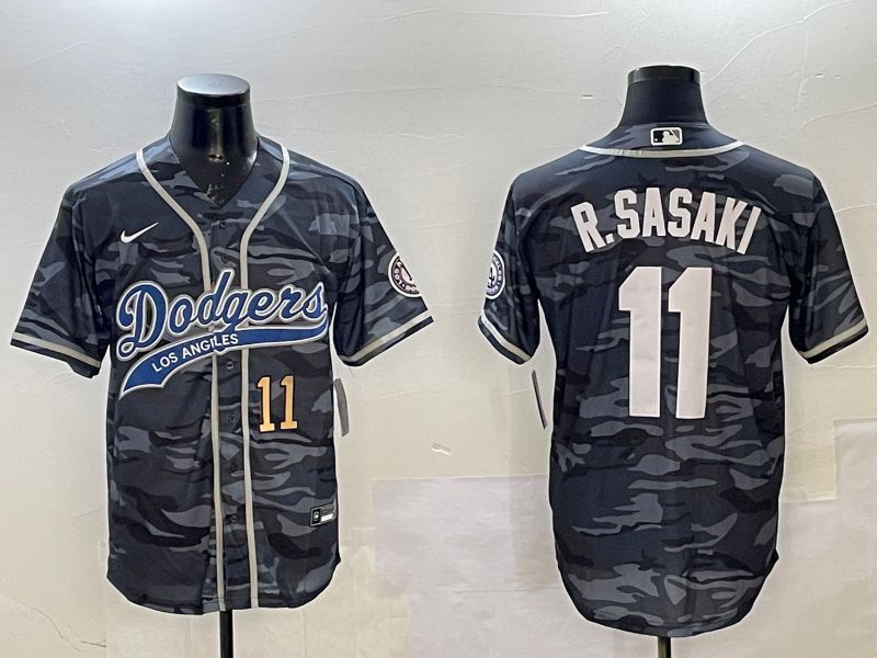 Men Los Angeles Dodgers #11 R.Sasaki Camo Joint Name 2025 Nike MLB Jersey style 5